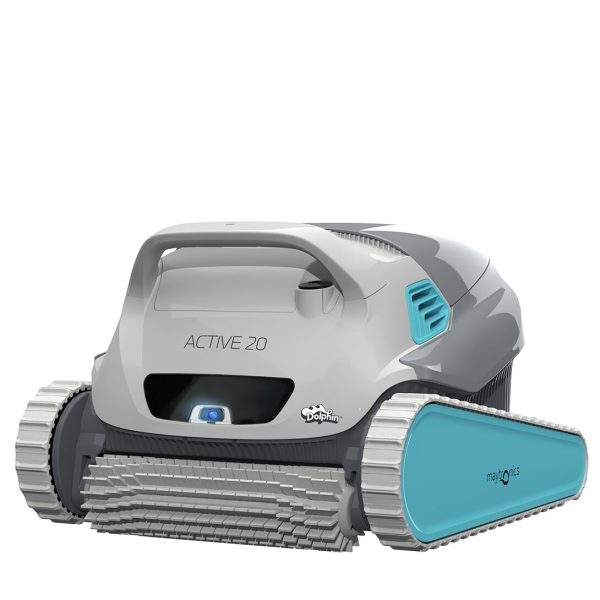 The Dolphin Active 20 is the super-efficient solution to a clean pool. This compact yet powerful cleaning machine scrubs the floor, walls and waterline, and filters out fine and ultra-fine debris leaving your pool sparkling clean.
